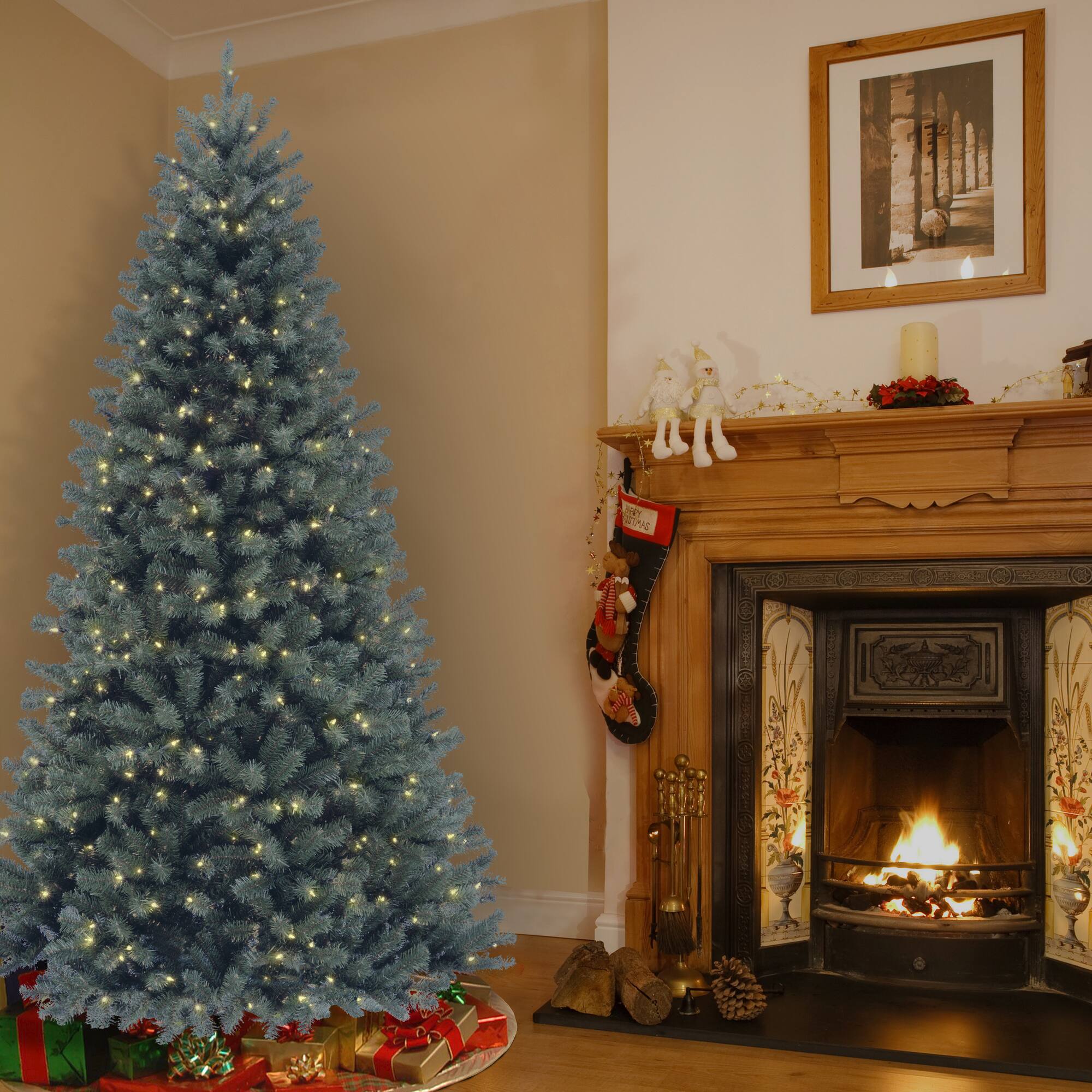 7ft. Pre-Lit North Valley® Blue Spruce Artificial Christmas Tree, Clear Lights